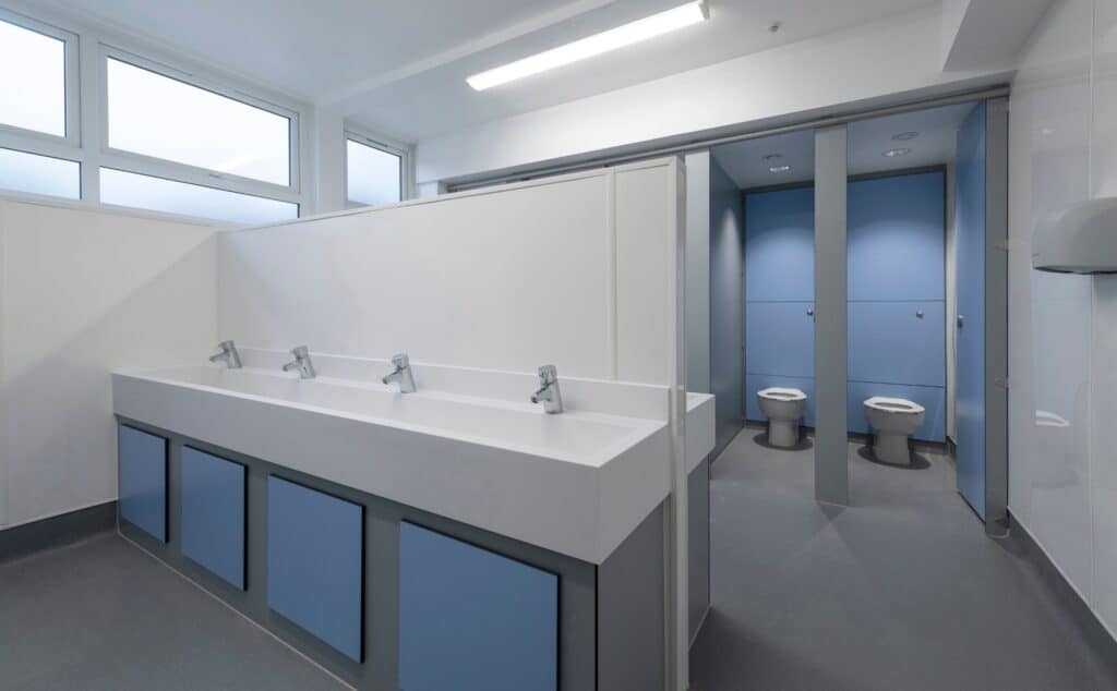 Gender neutral school toilet block by Concept Washroom