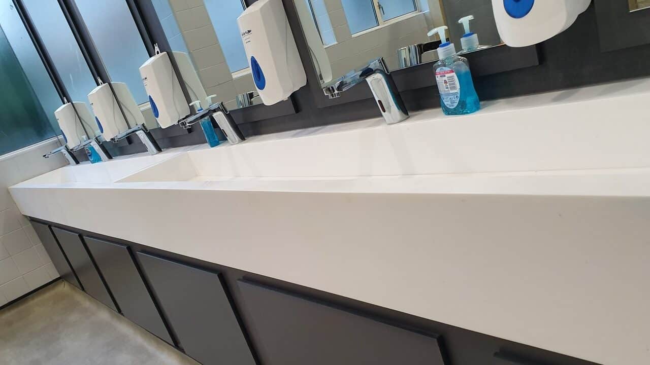 SOLID SURFACE WASH TROUGHS